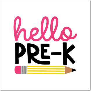 Hello Pre-K Back to School Kids Posters and Art